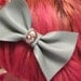 III Limited Edition Handmade Mint Green Leather Skull Studded Hair Bow III