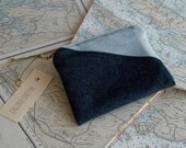 Blue Denim and Chambray Zippered Pouch : Style 2