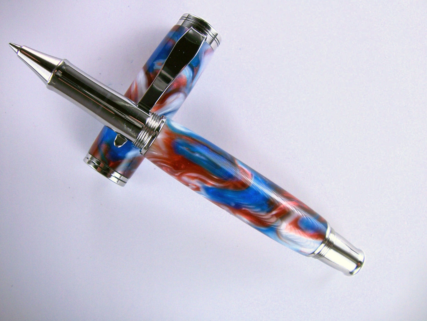 Handcrafted Acrylic Pen Rollerball Hand Turned and Made In USA Stainless Steel Hardware 222C