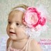 Girls Headband....... Baby Headband... Couture - Satin and Feathers