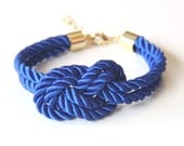 Arm Candy - True Blue silk Knot Bracelet - 24k gold plated