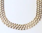 Chunky Chain Pyramid Statement necklace bib - 24k gold plated
