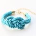 Knot Bracelet - Turquoise silk cord Bracelet - 24k gold plated