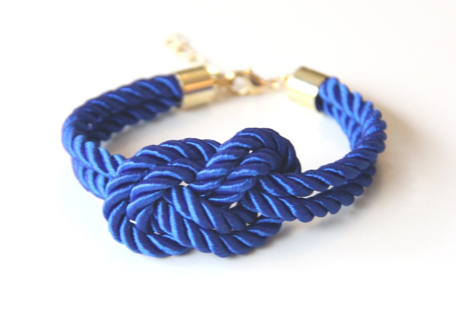 Arm Candy - True Blue silk Knot Bracelet - 24k gold plated