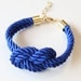 Arm Candy - True Blue silk Knot Bracelet - 24k gold plated