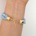 Pale Blue silk cord Bracelet - 24k gold plated