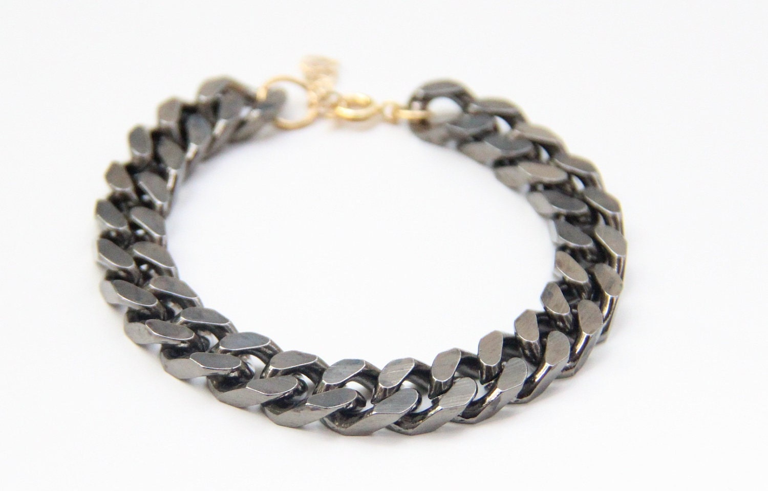 Black Silver chunky chain Bracelet