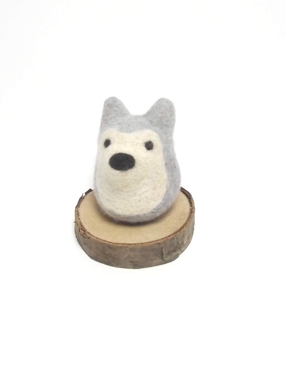 Needle felt grey wolf - woodland animal
