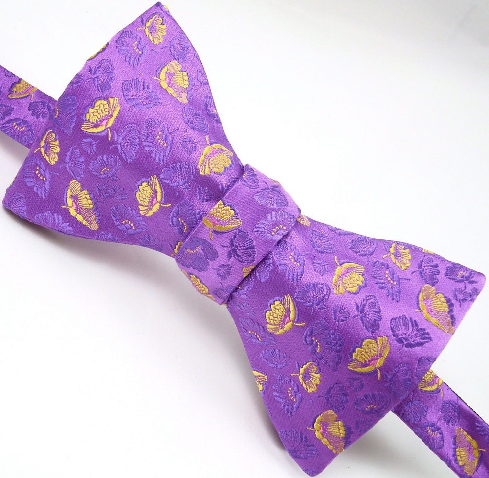 Adjustable Silk Bow Tie - 'Tumbling Floral I'