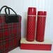 NICE Vintage Picnic Stadium Set, Two Metal Thermos Bottles and Metal Sandwich Box,  in Tartan Plaid Carrying Bag, Camping Set