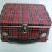 1960s Aladdin Red Plaid Metal Tin Lunchbox - Vintage Travel Trailer and Home Decor, Collectible