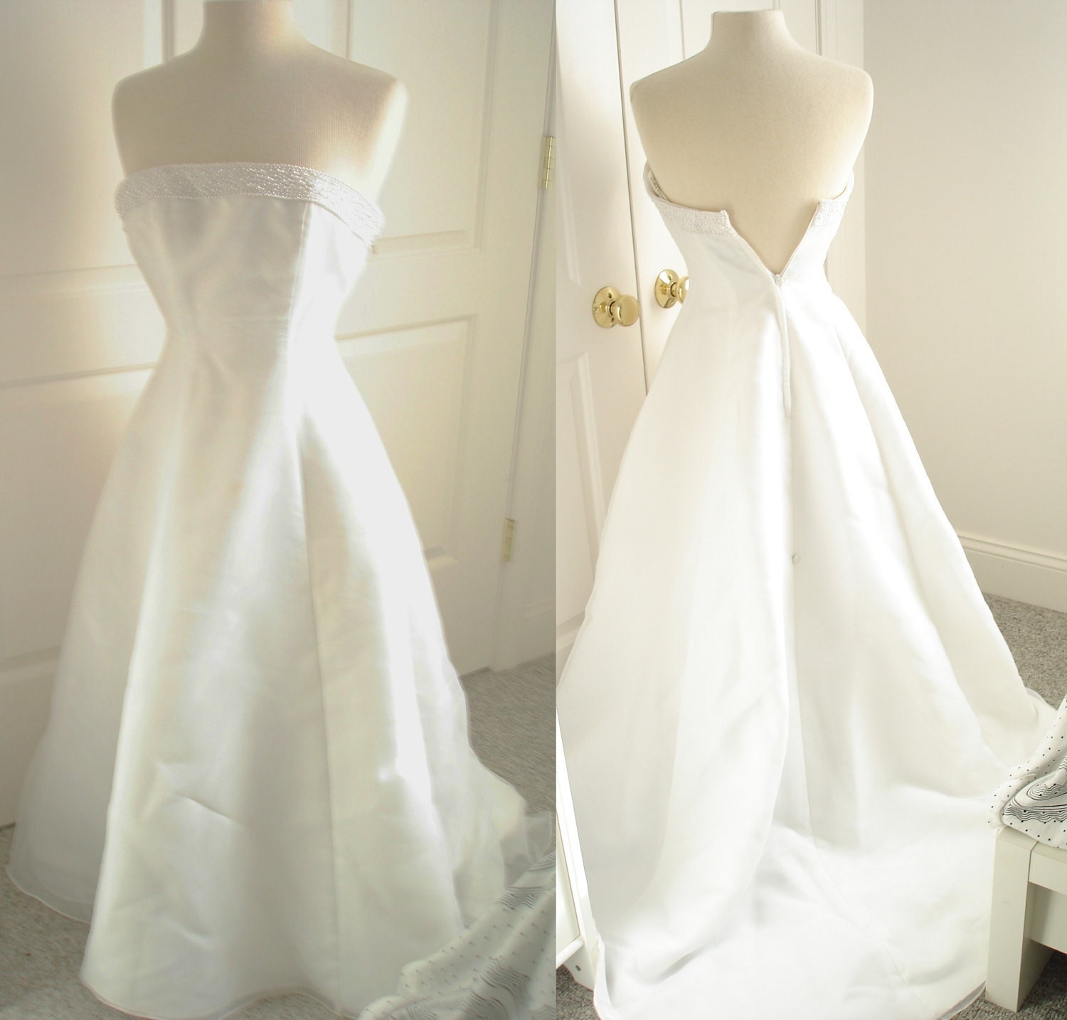 Vintage wedding dress by Gloria Vanderbilt/ sleeveless wedding gown/ elegant A-line white dress
