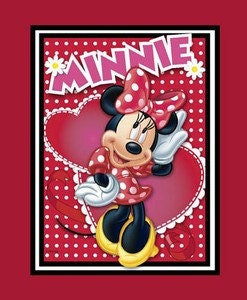 Disney Minnie Mouse Heart Dots Red Cotton Fabric by yard 43442