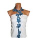 Handmade crochet Blue Lariat Scarf. Fashion Flower Scarves, Necklace...