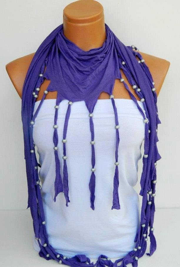 Latest Fashion Lilac scarf. Fringed and beaded, Personalized Design Women Scarf...