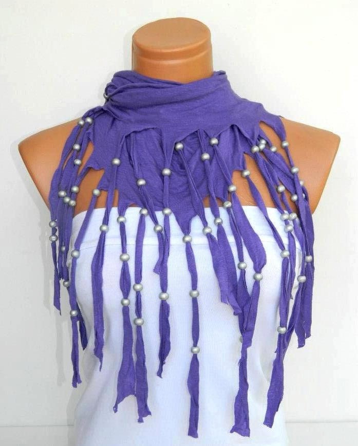 Latest Fashion Lilac scarf. Fringed and beaded, Personalized Design Women Scarf...