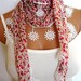 Red, White, Green, Scarf, Turkish Fabric Fringed Guipure Scarf ..bandana,headband,wedding,bridal,authentic, romantic,