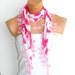 Fuchsia, White flower Scarf. Turkish Chiffon Fabric Fringed Guipure Scarf ..bandana,headband,wedding,bridal,authentic, romantic, elegant,