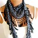 Leopard Scarves,Gray, Black, White, . Turkish Fabric Fringed Guipure Scarf ..bandana,headband,wedding,bridal,authentic, romantic,