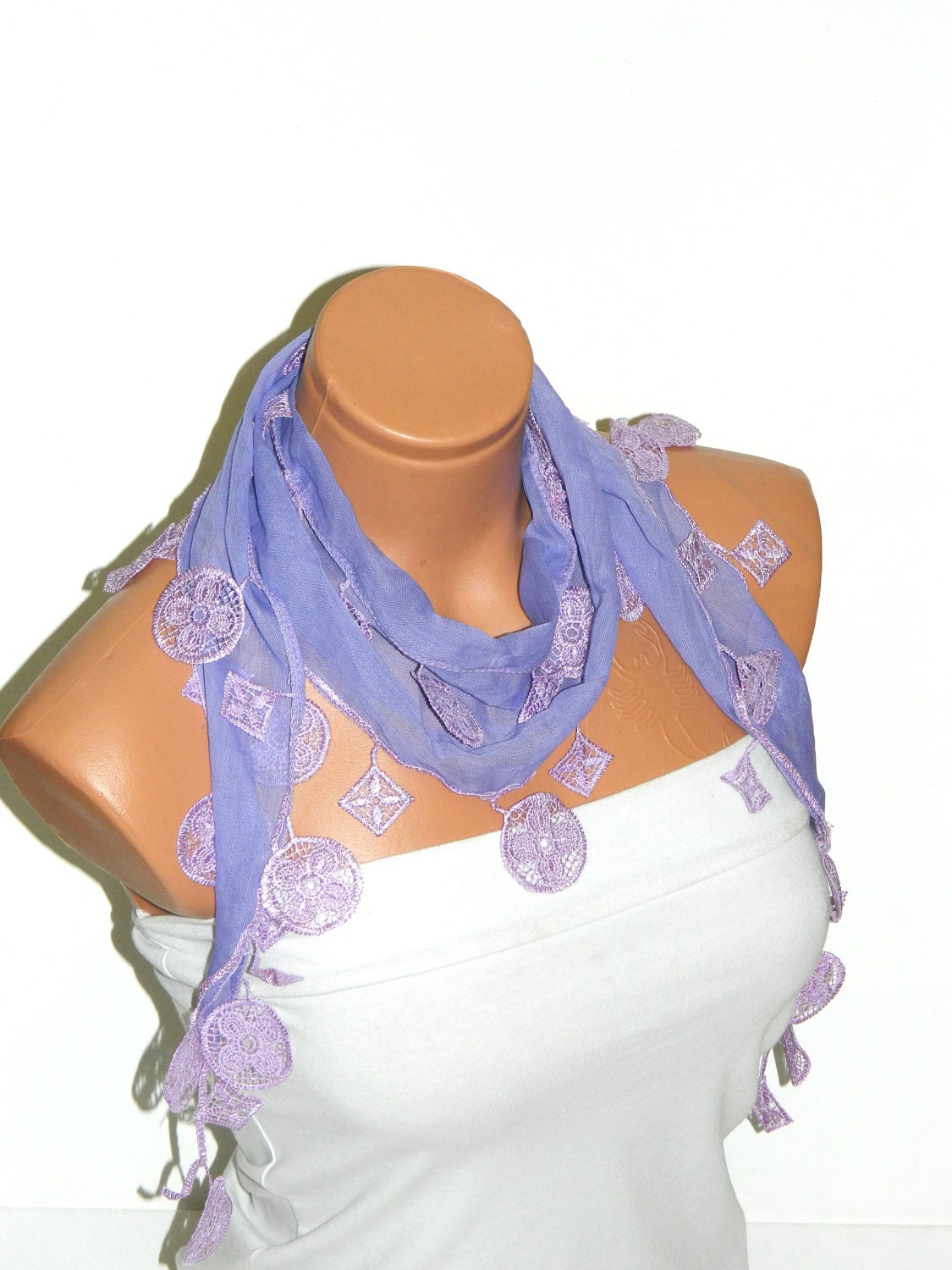 Personalized Design lilac Scarf. Turkish Fabric Fringed Guipure Scarf ..bandana,headband,wedding,bridal,authentic, romantic, elegant,