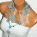 Crochet,gray, multicolor inlaid stones Flower Lariat Scarf. Fashion Flower Scarves, Necklace...