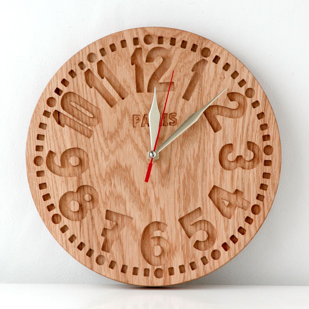 Wall clock -Paris-  vintage style clock made out of salvaged oak. Real cottage chick. Vintage face.