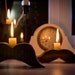 Moustache / mustache candle holder - Rodrigez - made out of solid wood hand sanded and painted with black acrylic paint