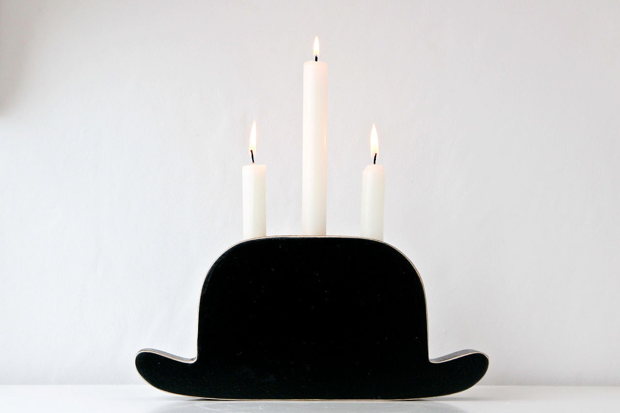Candle holder -Light my bowler- shabby chic vintage looking trendy item for your home