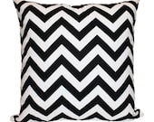 Black & White Chevron Pillow Cover Euro 22" x 22" or 24" x 24" Hidden Zipper Closure