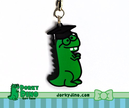 Dorky Dino Graduation 2" Keychain