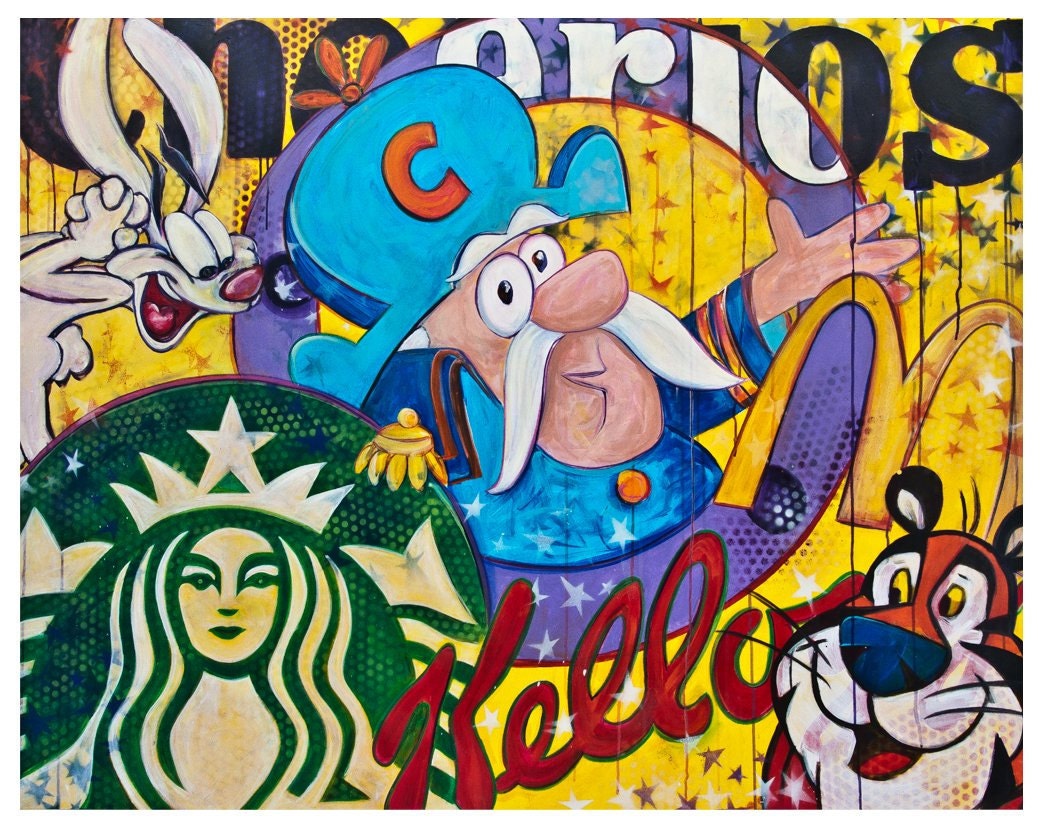 Breakfast Club- original large pop art painting, 60x48