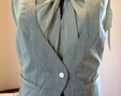 Grey Size Eight or Ten Three Piece Wool and Silk Luxury Career Ensemble: Sexy and Serious