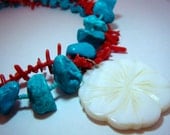 Red Coral and Turquoise Nugget Necklace