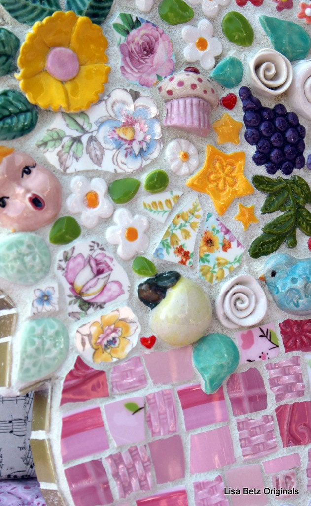 Fun filled flower pot, mixed media mosaic art