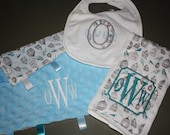 Newborn Set-Bib, Burp Cloth and Lovey