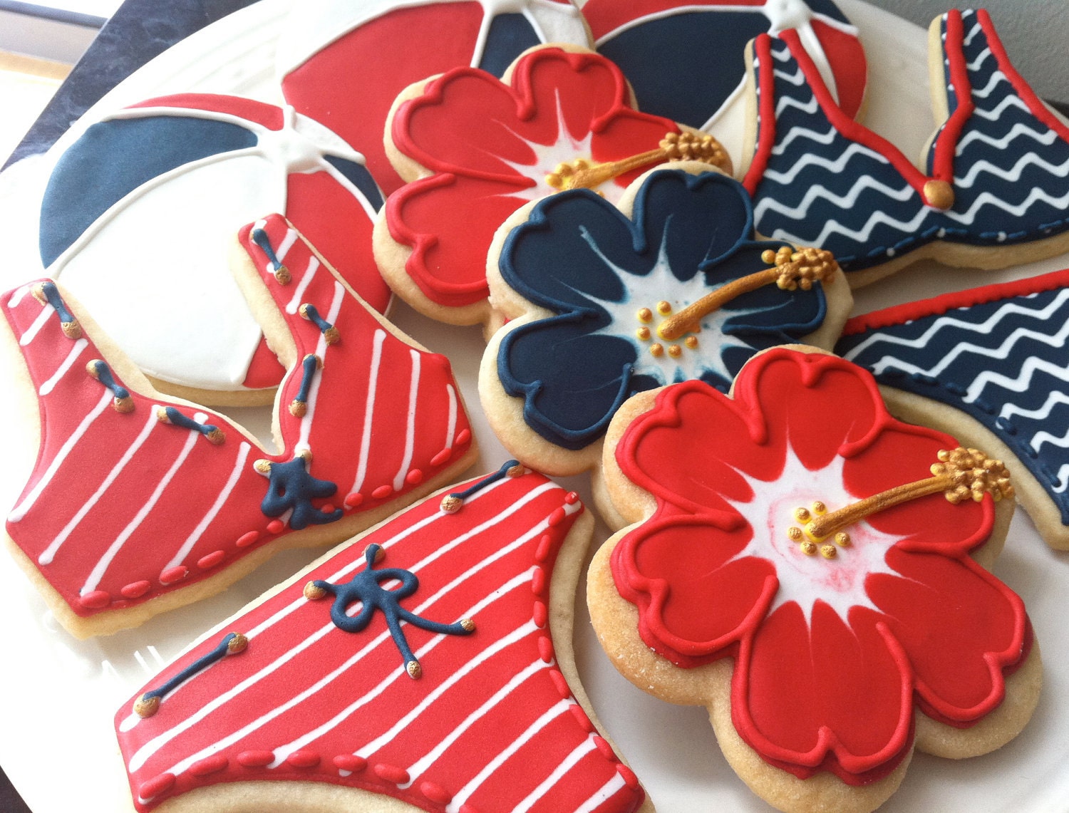 July 4th Pool Party Themed Decorated Cookies- Perfect for a nautical sailor themed party