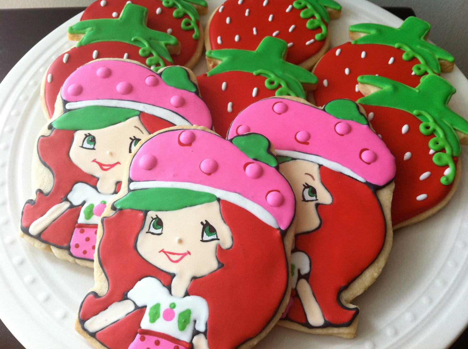 Strawberry Shortcake decorated cookies, great birthday party favors