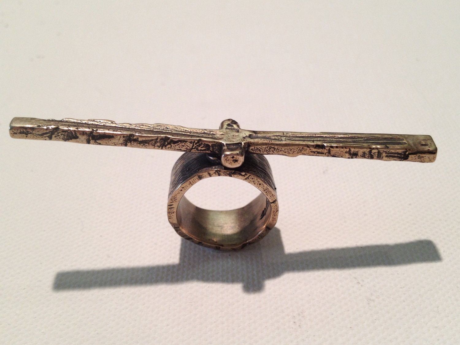 Latitude Ring (horizontal cross) in Bronze, White Bronze, Brass, or Sterling Silver.