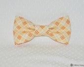 boys easy clip on bow tie - yellow, white, red plaid
