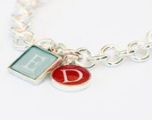 Charm Bracelet Personalized Initial Charm Bracelet Silver Link Charm Bracelet