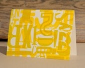 Type Collage - Green & Yellow - Letterpress Greeting Card