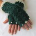 Green Fingerless Gloves With Roses and Frilly ,Knitting Pattern, Hand Warmers,Winter Accessories, Fall Fashion,Mittens,Holiday accessories