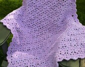 Crocheted afghan lapghan baby afghan 40"x48" soft bouclé yarn in lilac baby pink baby blue--READY to SHIP
