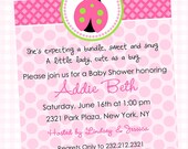 Pink Ladybug Baby Shower Printable Invitation, Personalized Girl Baby Shower Invite, Ladybug Baby Shower Invite