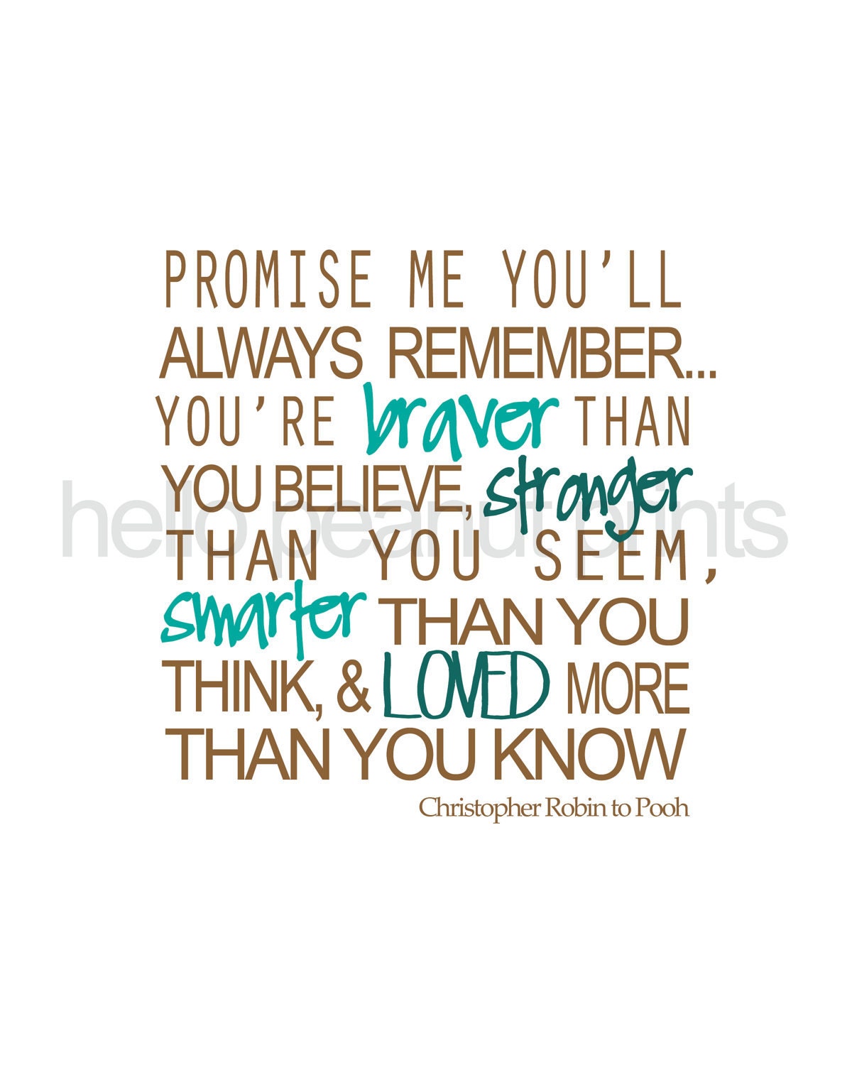 8 x 10 Nursery Print - Baby Art, Children Decor, Baby Shower Gift (Promise me - MODERN BLUES)