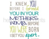 8 x 10 Nursery Print - Baby Art, Children Decor, Baby Shower Gift (I knew you - PEACOCK)