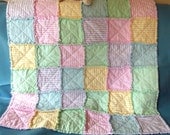 Quilt, Baby or Child's Rag Blanket in Sweet Pastels