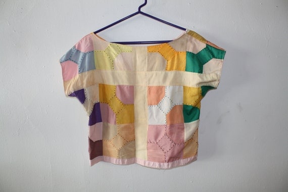 60s patch work san fran homemade crop top
