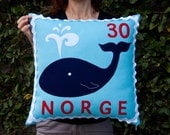 Norwegian whale stamp cushion cover
