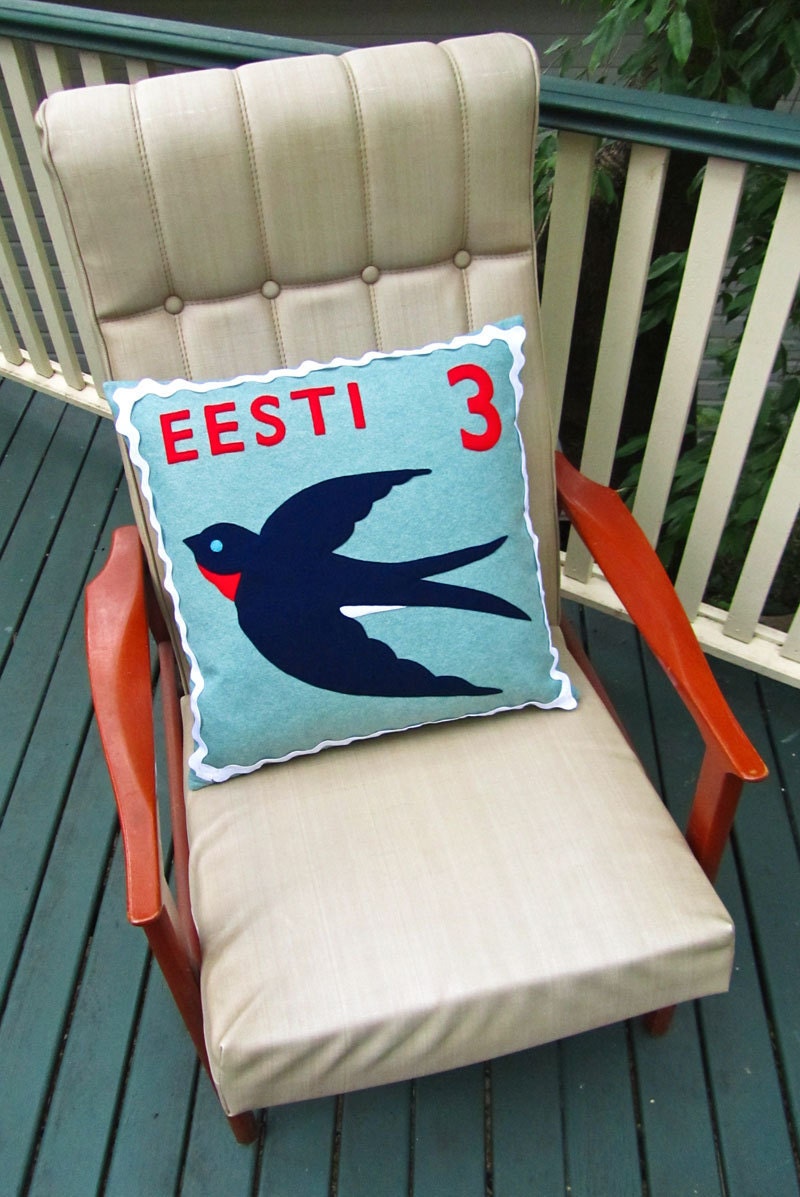 Estonian swallow stamp cushion cover
